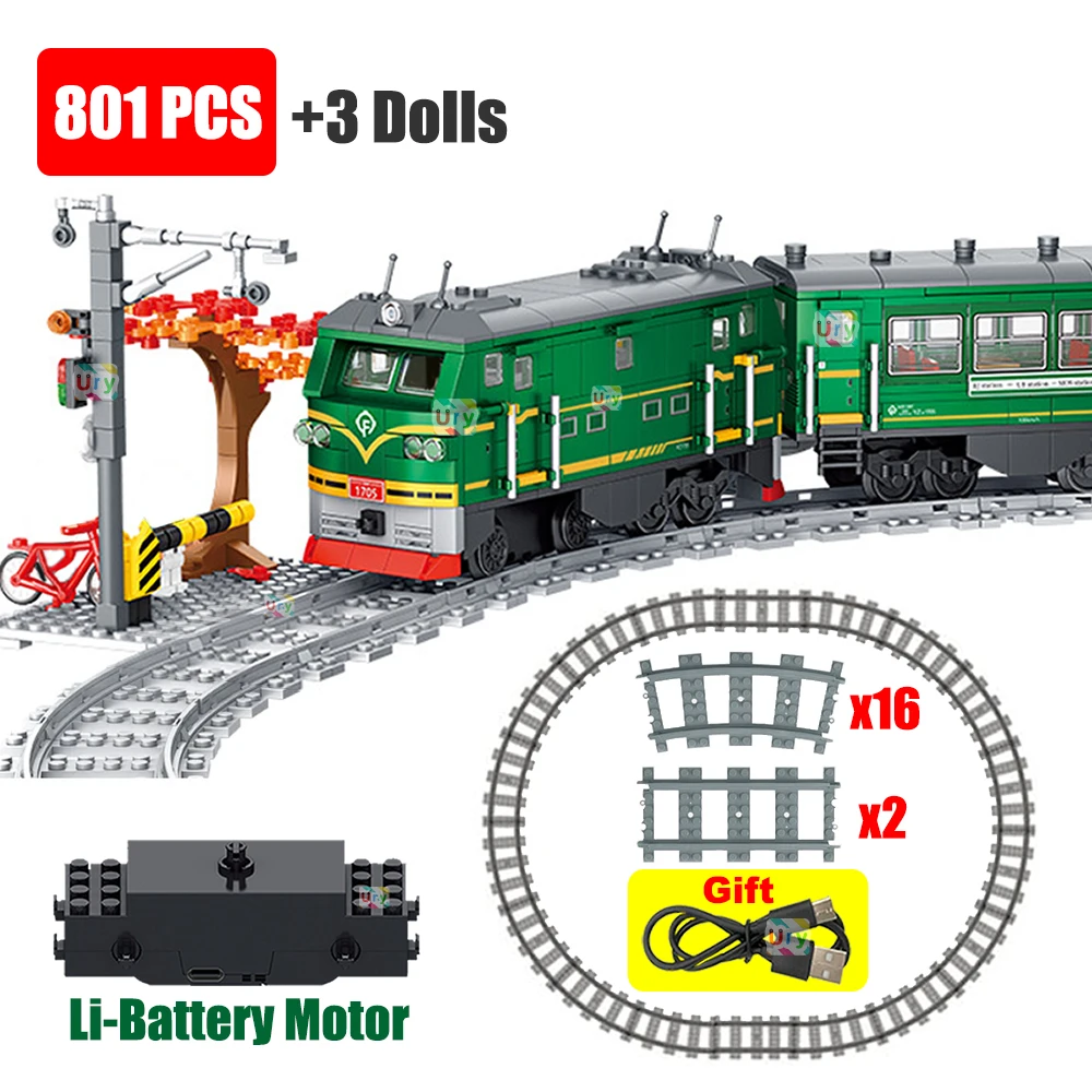Kids Toys Lego - Trem a vapor verde retrô, modelo