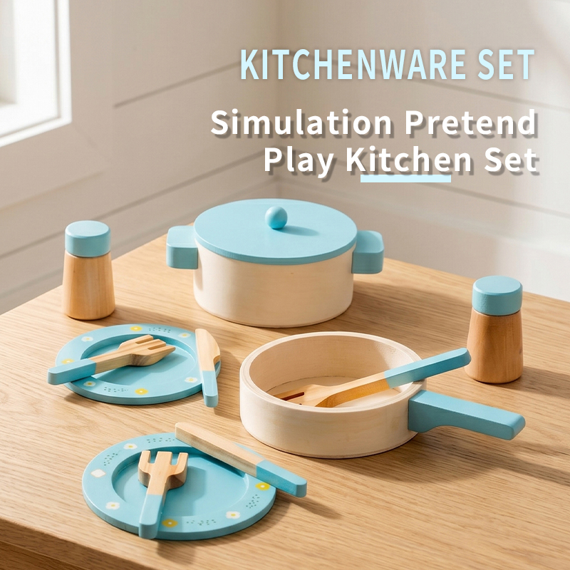 Kids Toys Kitchen Set - Conjunto de Cozinha de Madeira para