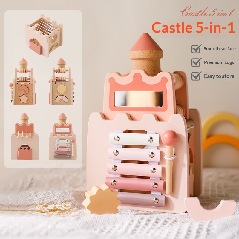 Kids Toys Xylophone - Castelo de Madeira 5 em 1: