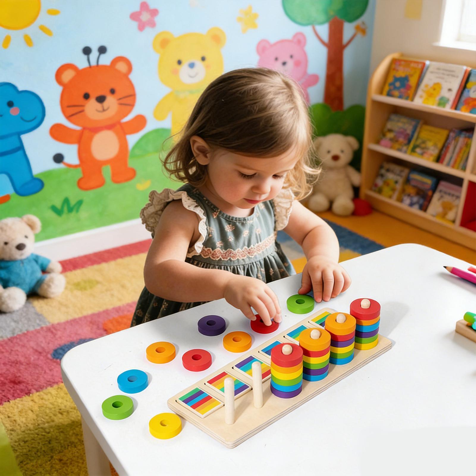 Wooden Blocks Stacking - Brinquedos de Empilhar de Madeira Educacionais:
