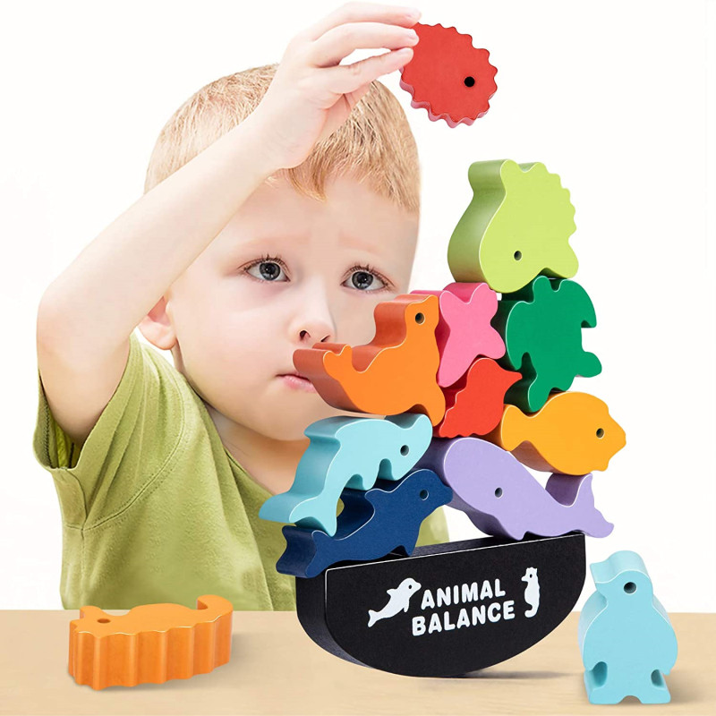 Wooden Blocks Stacking - Novas crianças montessori blocos de equilíbrio