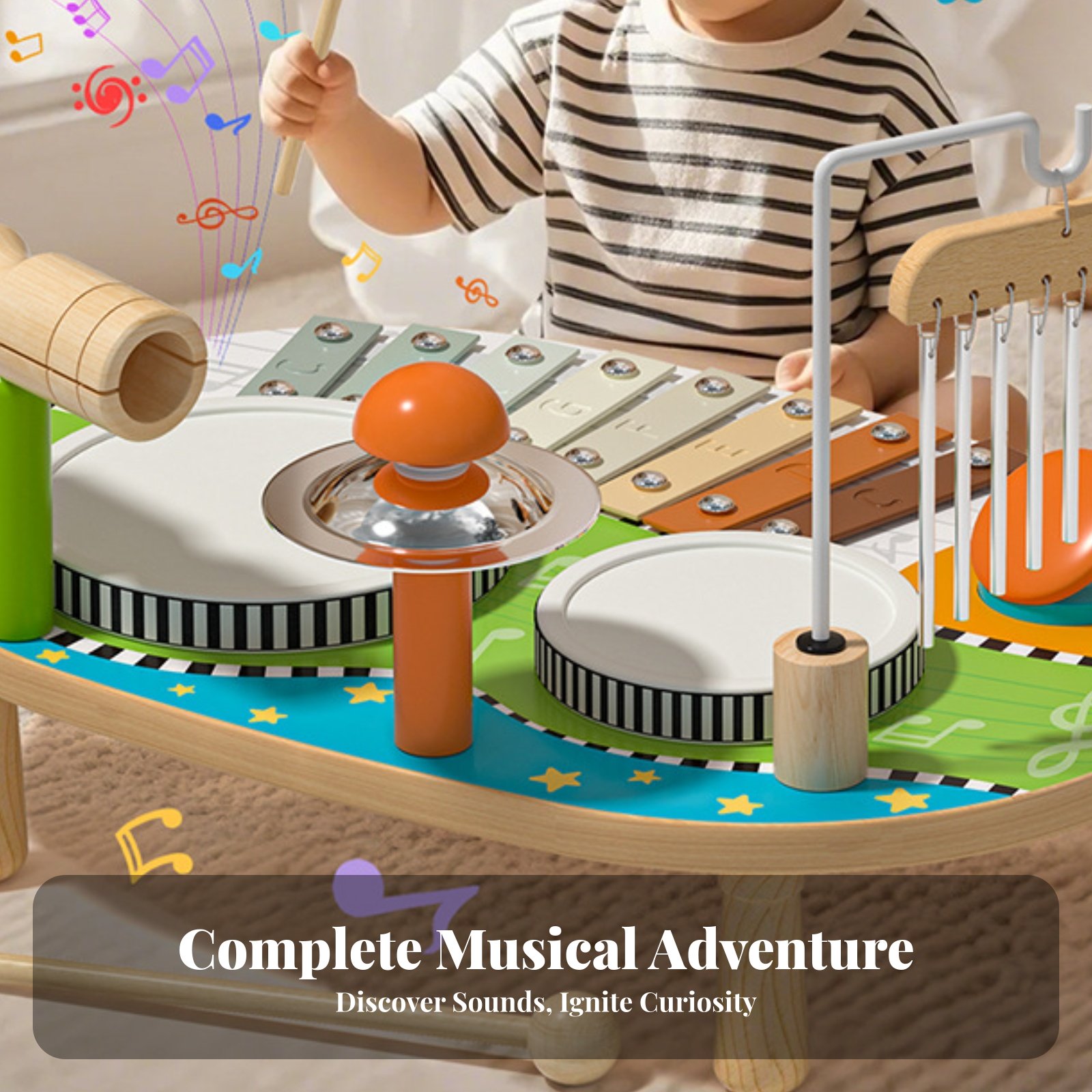 Kids Toys Xylophone - Brinquedo Educacional de Tambor e Xilofone