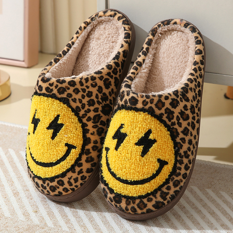 Soft Plush Doll - Leopardo impressão casa chinelos para mulheres