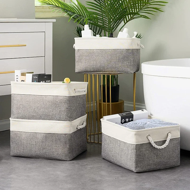 Kids Toys Clearance - Cesta de Armazenamento Dobrável de Linho,