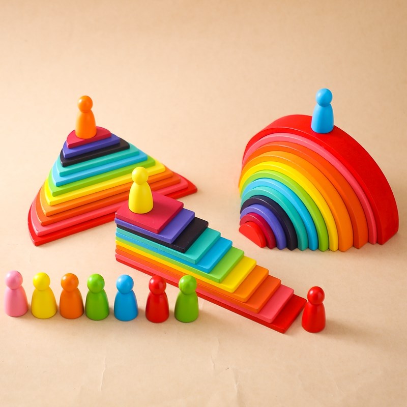 Montessori bloco de madeira br - Wooden Blocks Stacking avaliação e preço