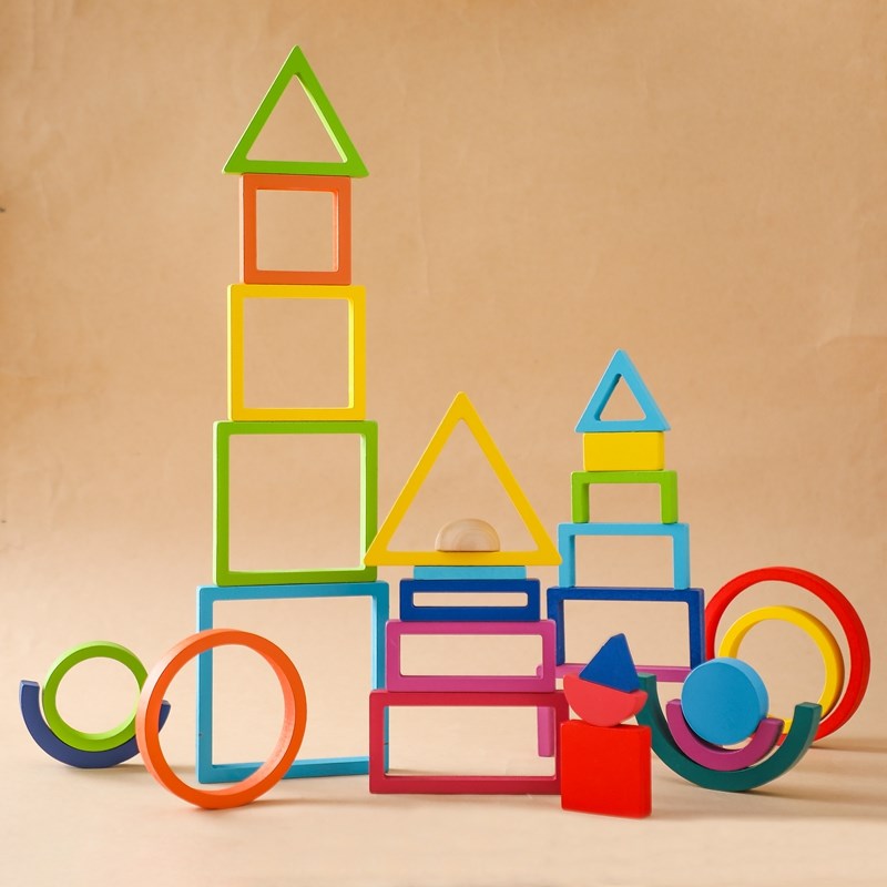 Montessori bloco de madeira br - Wooden Blocks Stacking avaliação e preço