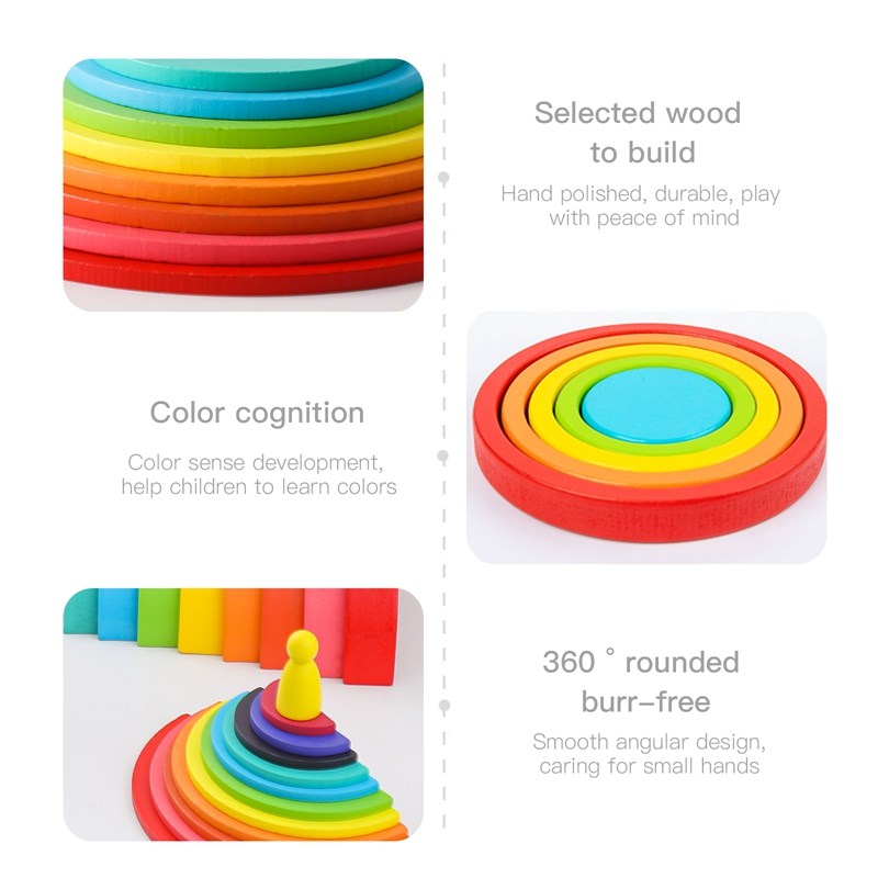 Montessori bloco de madeira br - Wooden Blocks Stacking avaliação e preço