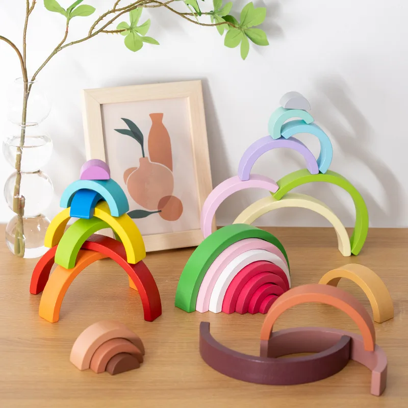 Arco ponte arco-íris blocos de - Wooden Blocks Stacking avaliação e preço